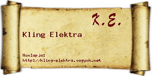 Kling Elektra névjegykártya